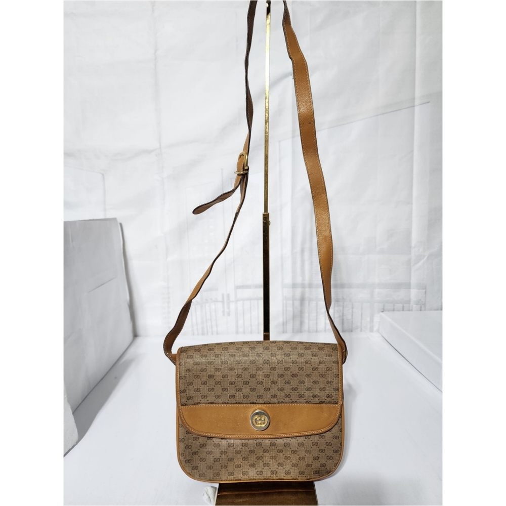 GUCCI Vintage Micro GG Canvas Shoulder Bag Beige/Brown